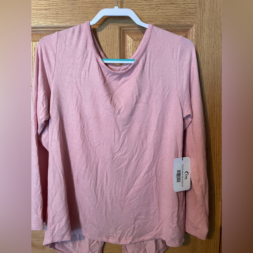 Pink lounge boyfriend split long sleeve t